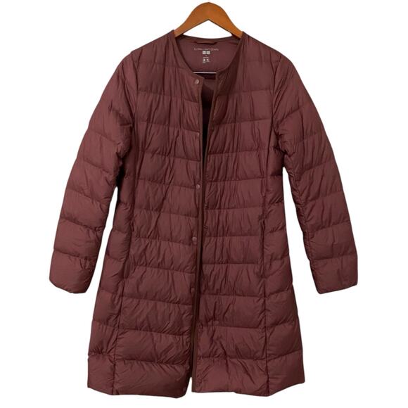 Uniqlo Women’s Ultra Light Down Jacket Small Wine Packable Travel Quilted Coat - Picture 6 of 16